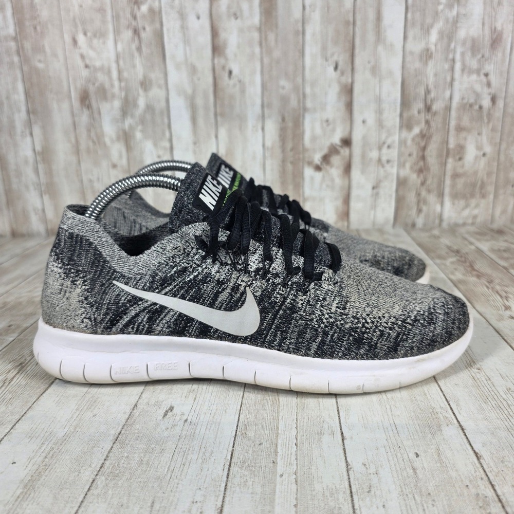 Nike Free RN Flyknit 2017 Mens 7 Black White Oreo Running Shoes 880843-003